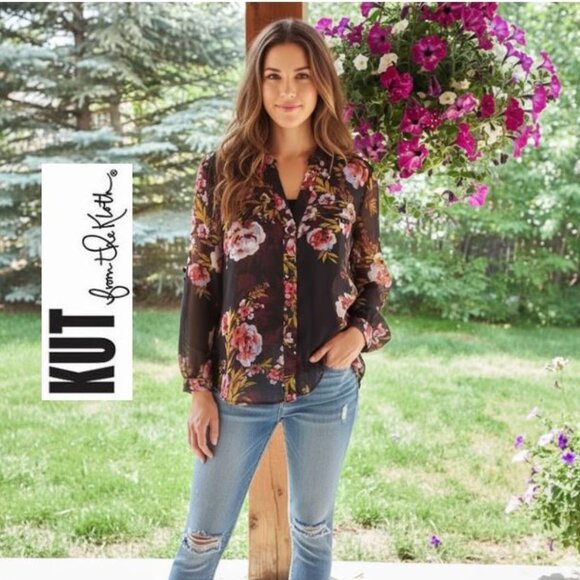 KUT FROM THE KLOTH, Long sleeve floral blouse - Picture 1 of 11